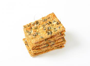 Whole grain crackers with cheddar and pepitas