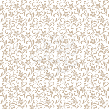 Seamless pattern with abstract flowers on a white background