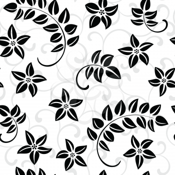 Seamless vector pattern: flowers and foliage