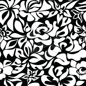 Pattern white flowers on a black background
