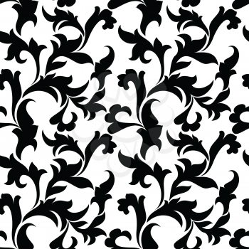 Classic seamless pattern. Tracery of leaves on a white background. Vintage style