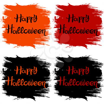 Happy Halloween. Lettering. Artistic Text Banner. Text in different colors on a paint background.
