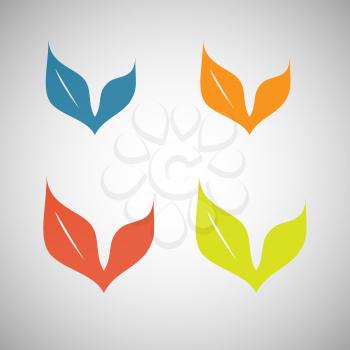 Vector colored leaves on a white background.