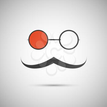 Vector black hat and mustache on a white background.
