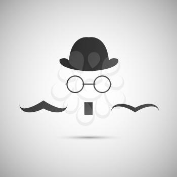 Vector black hat with a old mustache.