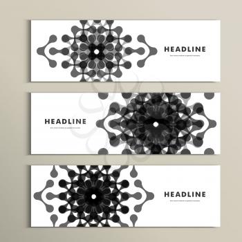 Three vector pattern abstract in banner design.