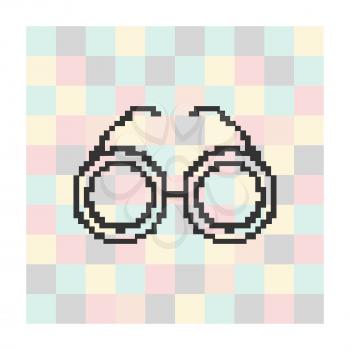 Vector pixel icon glasses on a square background.