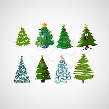 Set of vector trees on a light background.