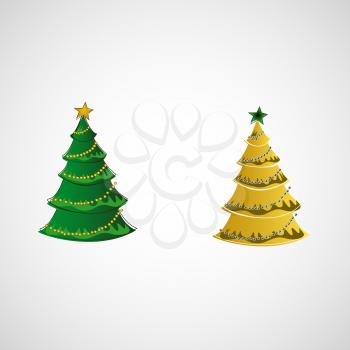 Set of vector trees on a light background.