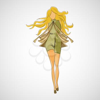 Vector sketch girl in fashion clothes eps.