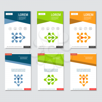 Six vector pattern with abstract figures. Brochures template.