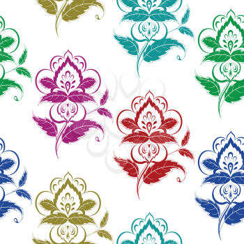 Abstract seamless floral background, pattern with symbolical flowers. Vector