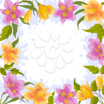 Floral background, frame from flowers alstroemeria. Vector