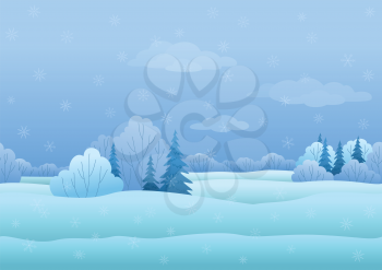 Seamless background, Christmas landscape: winter snowy forest. Vector