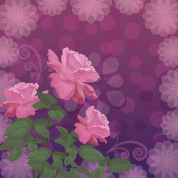 Holiday background with flower rose and abstract floral pattern. Eps10, contains transparencies. Vector