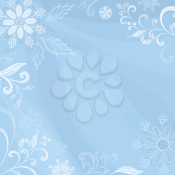 Abstract background with a symbolical outline flowers and leaves. Vector