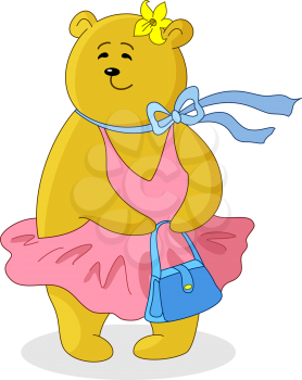 Teddy-bear Marylin Monroe with handbag in the pink dress