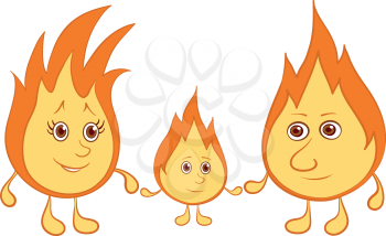 Cartoon, Family of Lights Burning, Mum, Father and Baby. Vector