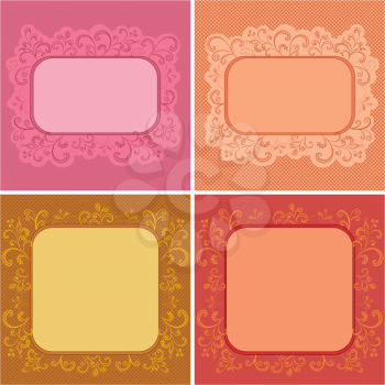 Set abstract floral backgrounds, symbolical flowers and frames. Vector