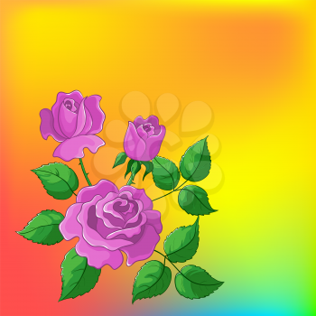 Flower beautiful vector background, roses, flowers and leaves