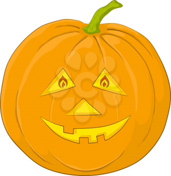 Symbol of a holiday of Halloween: a pumpkin Jack O Lantern, isolated on white background. Vector