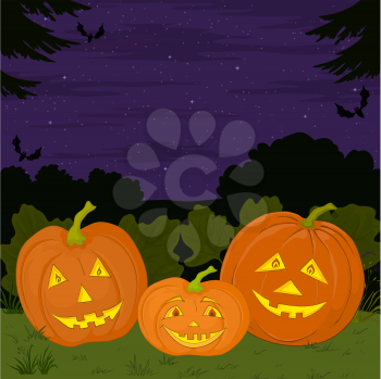 Symbol of a holiday of Halloween: a pumpkins Jack O Lantern family. Vector