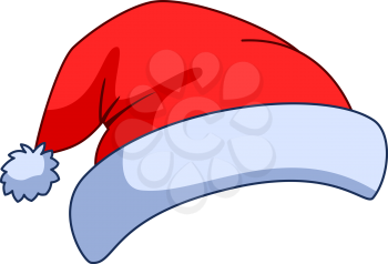 Hat of the Santa Claus, Christmas red cap with a pompon. Vector