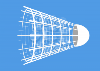 Object Sporting Equipment for Badminton Game, White Shuttlecock with Detailed Grid. Vector