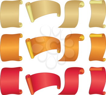 Set of banners modern scrolls, different colors. Vector