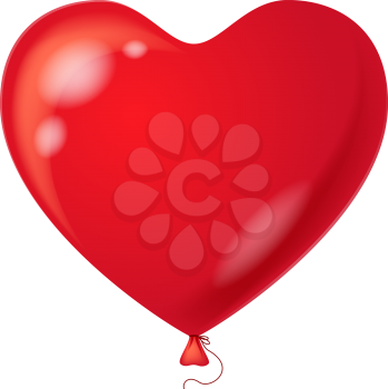 Colorful red balloon in the form of heart, element for holiday background, isolated. Vector eps10, contains transparencies