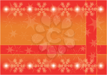 Red and orange Christmas background for holiday design with snowflakes and stars. Eps10, contains transparencies. Vector