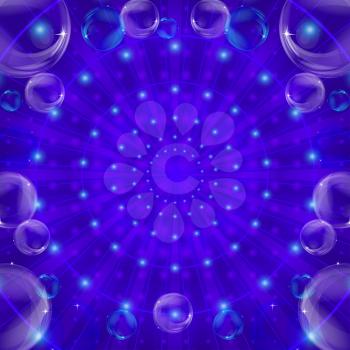 Abstract color pattern, lines and bubbles on blue background, eps10, contains transparencies. Vector