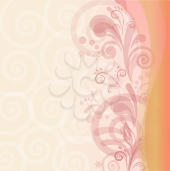 Abstract pink and orange background with symbolical flower and figures. Vector eps10, contains transparencies