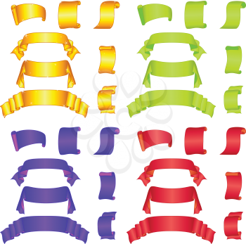 Set banners modern ribbons and scrolls different colors. Vector