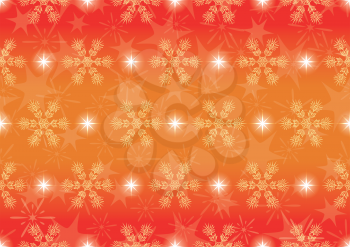 Red and orange Christmas seamless background for holiday design with snowflakes and stars. Eps10, contains transparencies. Vector