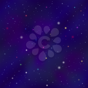 Space background seamless with dark blue sky and stars. Vector eps10, contains transparencies