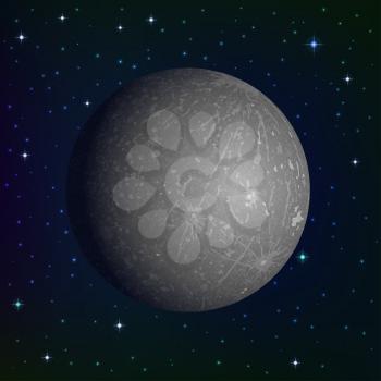 Space background, realistic planet Mercury and stars. Elements of this image furnished by NASA (http://solarsystem.nasa.gov). Eps10, contains transparencies. Vector