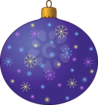 Vector, Christmas decoration: blue furtree ball with snowflakes