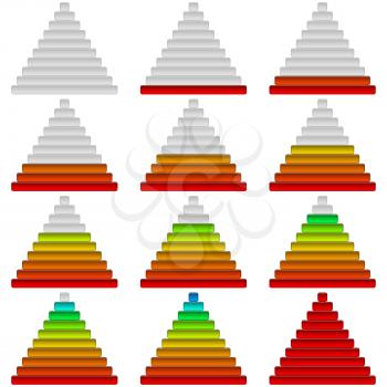 Set of Pyramid Glass Colorful Loading Progress Bars at Different Stages, Elements for Web Design. Eps10, Contains Transparencies. Vector