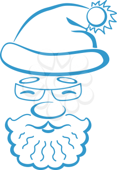 Christmas image: Santa Claus face, blue monochrome pictogram
