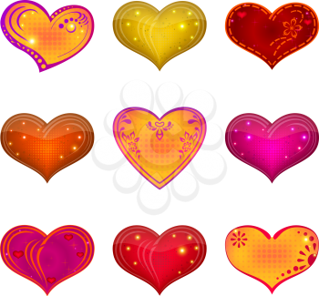 Valentine hearts, holiday set of beautiful love symbol icons. Vector eps10, contains transparencies