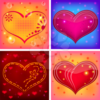 Set backgrounds, red Valentine hearts, love symbol, vector eps10, contains transparencies