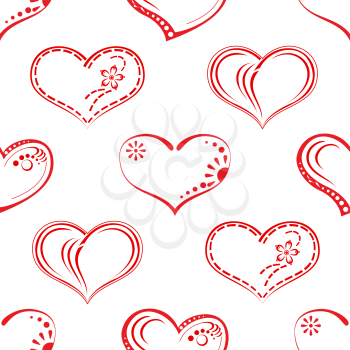 Valentine seamless with pictogram hearts, abstract background pattern, symbol of love. Vector