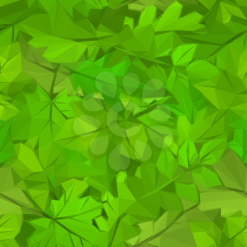 Abstract Floral Background, Green Leaves Low Poly Design. Vector