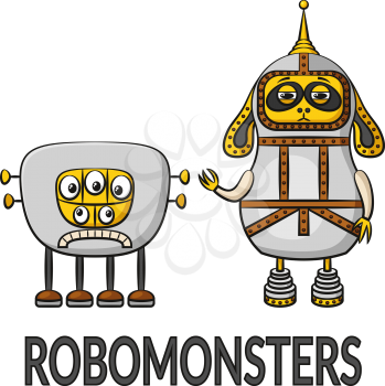 Set of Cute Different Cartoon Robots, Colorful Characters, Elements for your Design, Prints and Banners, Isolated on White Background. Vector