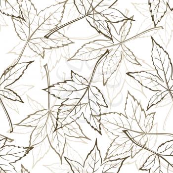 Seamless Background with Pictogram Leaves of Liquidambar Styraciflua or Maple Tree, Tile Nature Pattern. Vector