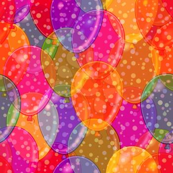 Seamless Holiday Pattern, Tile Background with Beautiful Flying Colorful Balloons. Eps10, Contains Transparencies. Vector