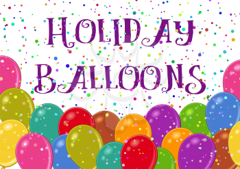 Holiday Background with Various Colorful Balloons and Confetti. Eps10, Contains Transparencies. Vector