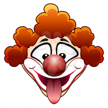 illustration of red clown head with flicked out tongue 