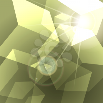 A vector abstract illustration of shining cubes in the space with flare 